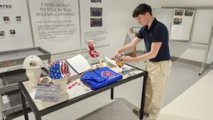 Emmet Burke creating the 9/11 display.