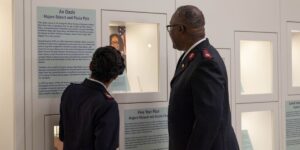 Majors Robert and Paula Pyle at the Perspectives Exhibit Opening.